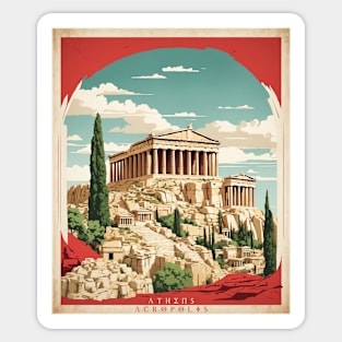 Acropolis Greece Tourism Vintage Poster Sticker